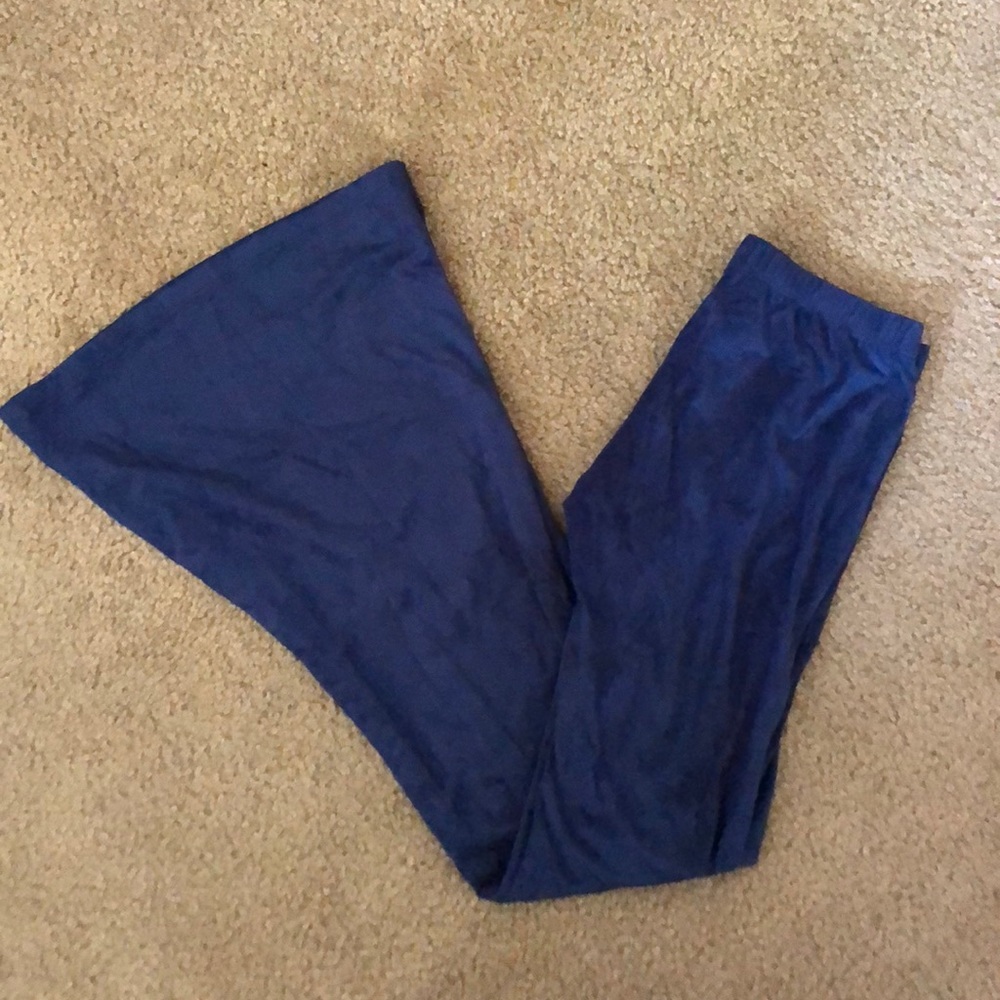 Navy blue suede like bell bottoms